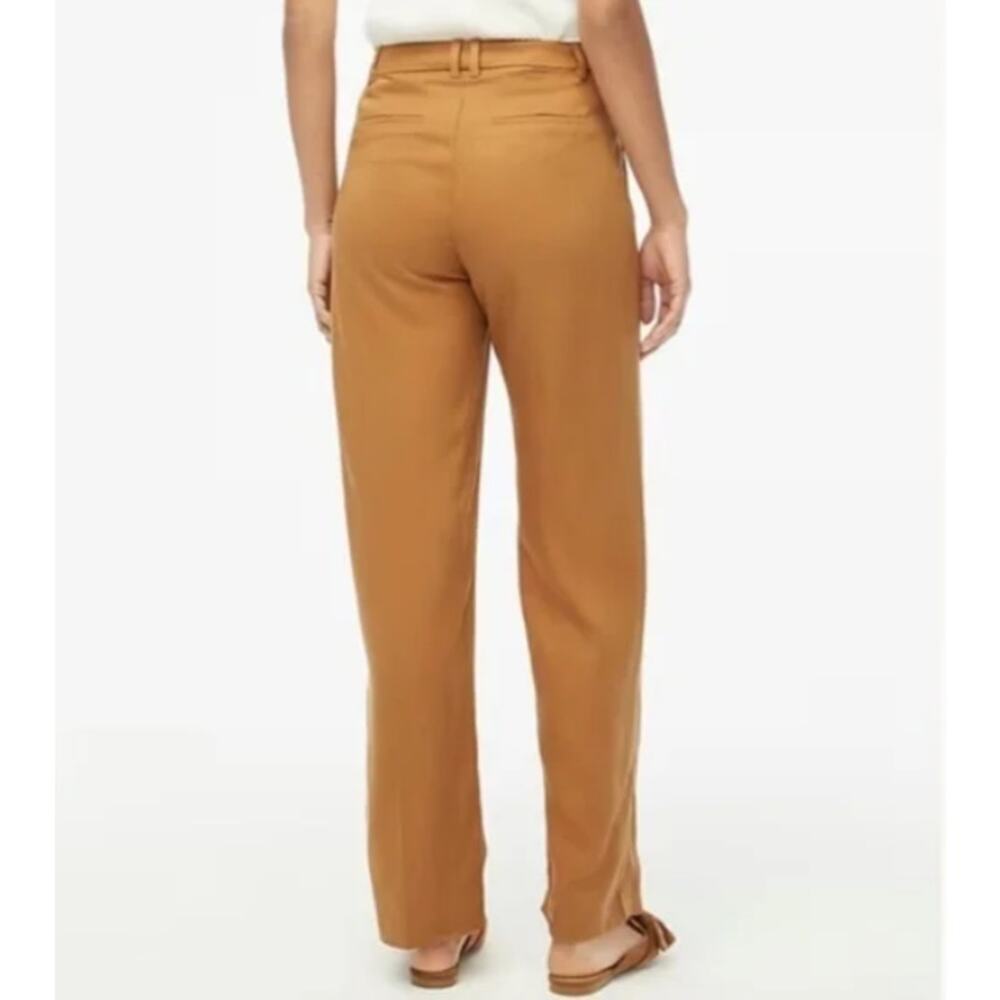 J. Crew Tan Brown Wide-leg pleated twill trouser pants Tencel Lyocell Women's 8 - Picture 2 of 10